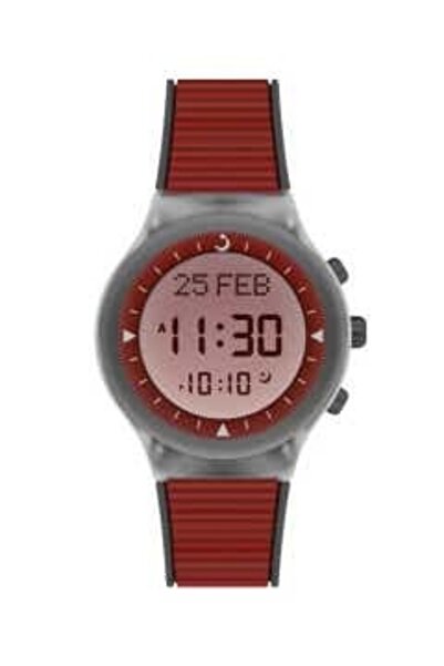 alfajra Al Fajr Club Watch with Round Frame - Red and Gray - WY-16