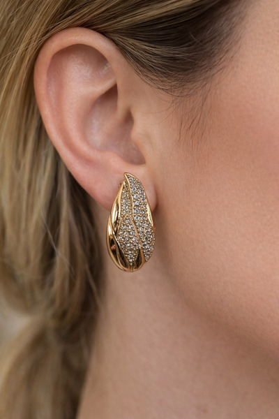 charmove ile kendinizi şımartın Xuping Rose Gold Yaprak Desenli Taşlı Kadın Ç...