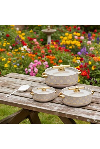 Generic طقم حافظات طعام فاخر بنقوش ذهبية 1500-2000-2500