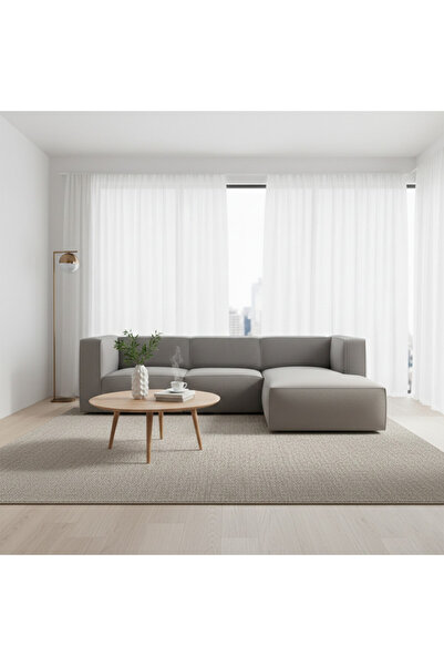 Palma homez أريكة مخملية على شكل حرف L - 280×200×80 سم - رمادي