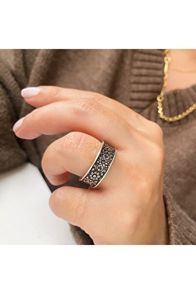 simurg jewellery 925 Ayar Gümüş Desenli Yüzük