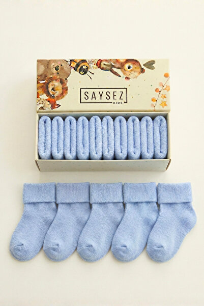 SAYSEZ جوارب للأطفال حديثي الولادة من القطن العضوي للجنسين مكونة من 5 قطع