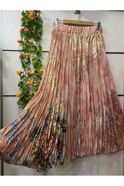 edu collection Patterned Chiffon Bell Skirt with Lining