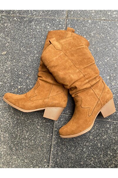 Aysun Ayakkabı حذاء نسائي بني اللون مصنوع من الجلد السويدي بدون أربطة وسحاب