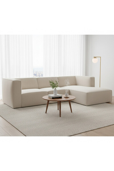 Palma homez | Velvet L-Shape Sofa – 280×200×80 cm - Off White