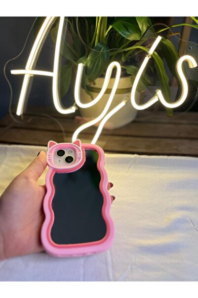 TELEFONAKSESUARI iPhone 13/14 Uyumlu Dalgalı Tasarım Kedi Kulaklı Kamera Koru...