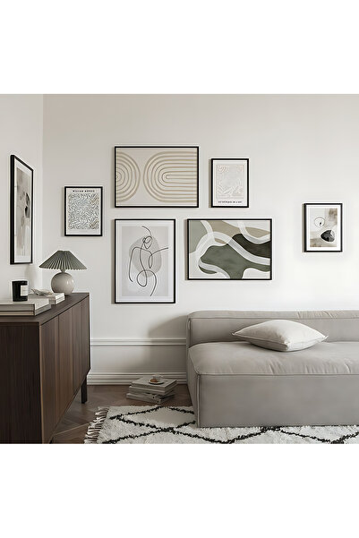 VOBA STORE VOBA 6 PARÇA BÜYÜK BOY ÇERÇEVE GÖRÜNÜMLÜ MODERN MDF TABLO SETİ /DU...