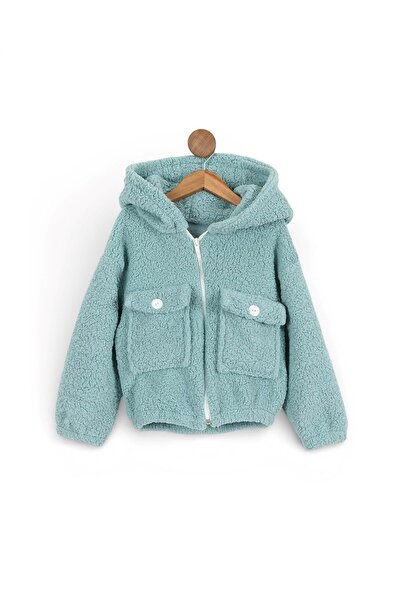 VOY KİDS Girl's Pocket Detailed, Winter Plush Lamb Cardigan, 5-6-7-8-9-10 Yea...