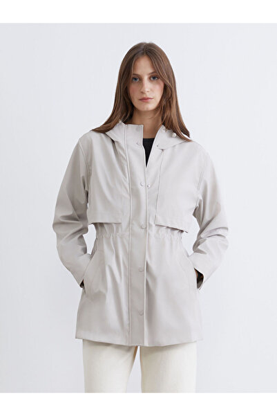 LC Waikiki Μπεζ με κουκούλα Γυναικείο εφέ δέρματος Αδιάβροχο