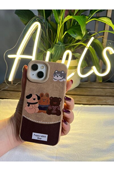 TELEFONAKSESUARI iPhone 13/14 ve 15 Uyumlu Sevimli Hayvan Figürlü (Köpek, Tav...