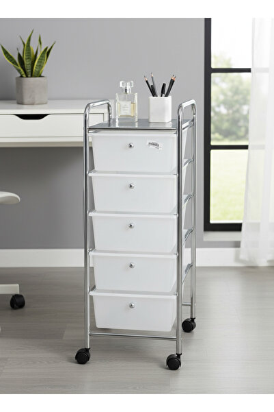 Living Storage Cart with 5 Plastic Drawers with Wheels, with 360 Degree Wheel...