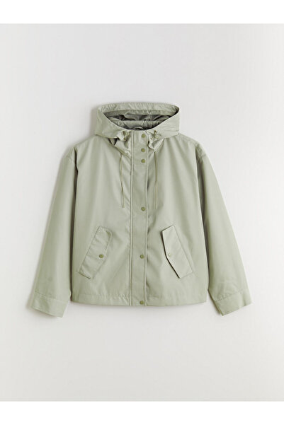 LC Waikiki Χακί με κουκούλα oversized Γυναικείο αδιάβροχο