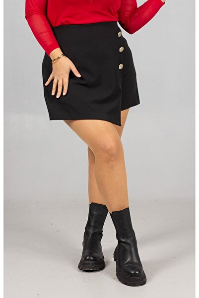 Truva XXL Mărime mare Femei Negru fustă pantalon scurtă Confortabil croială D...