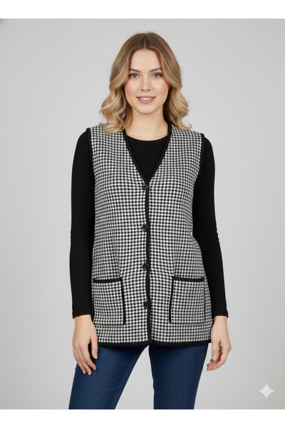 YASEŞA BUTİK ANNE KADIN GENÇ BÜYÜK BEDEN SİYAH KREM DÜĞMELİ YIRTMAÇLI KAZAYAĞ...