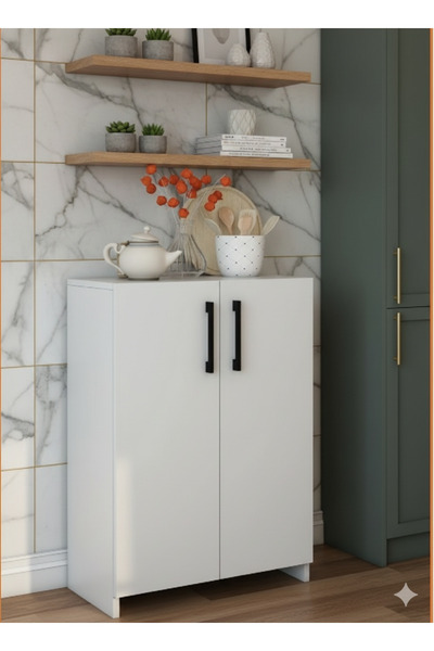 Home Beyaz 70x50 çok amaçlı iki kapaklı modern fonksiyonel dolap