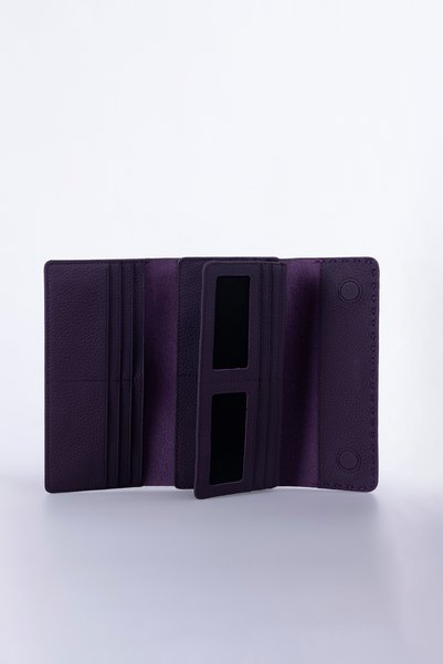 Lysande Premium Genuine Leather Women's Wallet with 16 Card Slots and Phone Compartment Plum