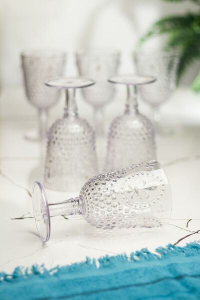 Depa Akrilik Şeffaf 6'lı Kadeh & Su Meşrubat Kahve Yanı Bardağı 450 ml ( Cam ...