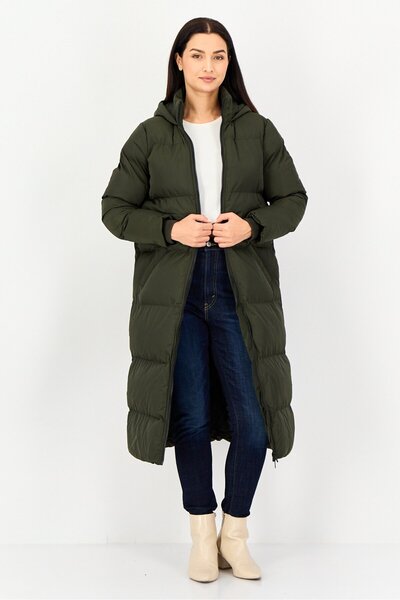 French Connection Women Quilted Parka Hooded Jacket, Army Green