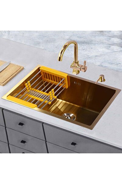 HAR and UNEX Gold Stainless Steel Drop-in Sink 45/65