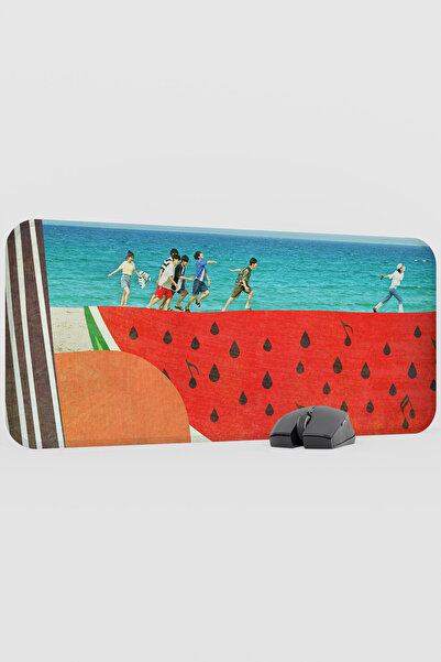 mousepad bastir لوحة ماوس مطاطية مضادة للانزلاق بتصميم البطيخ المتلألئ - من س...