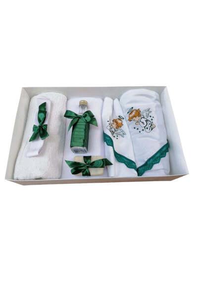 OBSIDION Σετ βάπτισης 7 τεμαχίων, κεντητό, ΕΙΔΙΚΟ - αγγελικό πράσινο