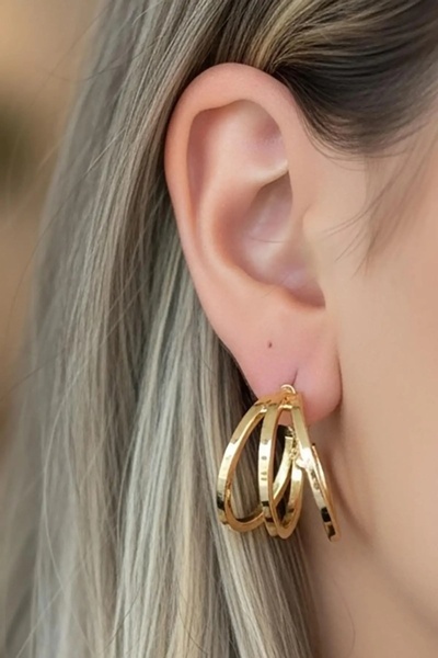 BirYıldızOl Multi-Look Medium Size Women's Hoop Earrings