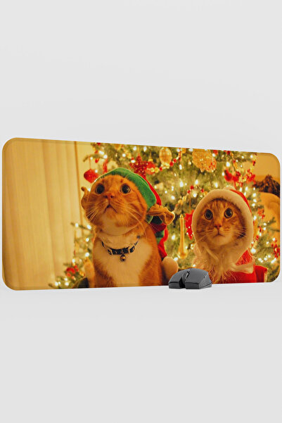 mousepad bastir New Year Cats- Cat- New Year's V1 90X40 XXL Gaming Rubber Non...