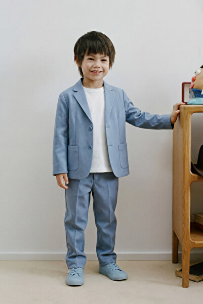 Magu Момчешки комплект от памук в светлосиньо – включва сако, панталони и тен...