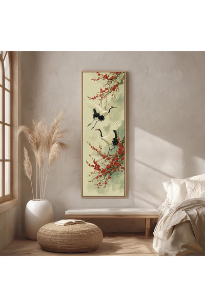 woodhomeworks Tek Parça Gerçek Ahşap dikey Panorama Çerçeveli Tablo japon tur...