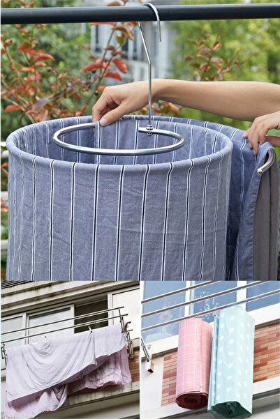 Empressco Pratik Balkon Çarşaf ve Yorgan Kurutma Askısı, Asılabilir, Pembe