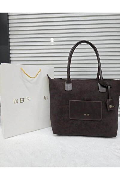 gül sezgin butik Women's Brown Suede Shopper Large Volume Stylish Shoulder Bag