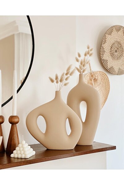 Hestia Home مجموعة مزهريات سيراميك كليو وباور سول مور باللون البيج