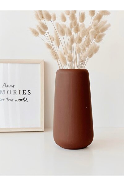 Hestia Home Vază cilindrică din ceramică roșu-maro