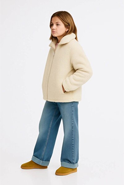 falcomini Jachetă de pluș versoft pentru fete, cu fermoar, cu mânecă lungă, 4...