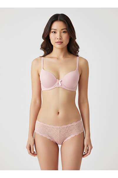 QUEENELA Pink Underwire Bra Panty Set