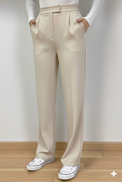 jeneric Women's Ecru Full Stretch Fabric Velcro Closure Loose Fit High Waist ...