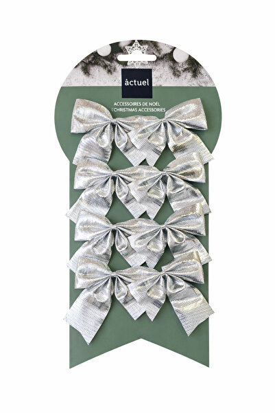 OEM Christmas decorative bow set – Silver (6 pieces)