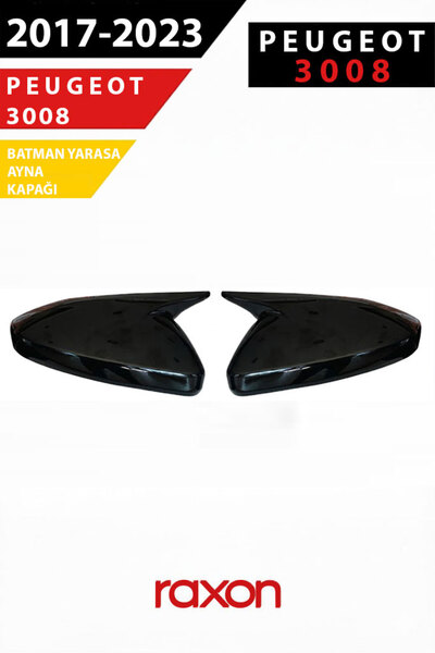Raxon Peugeot 3008 2017–2023 Batman & Yarasa Ayna Kapağı – Parlak Piano Black...