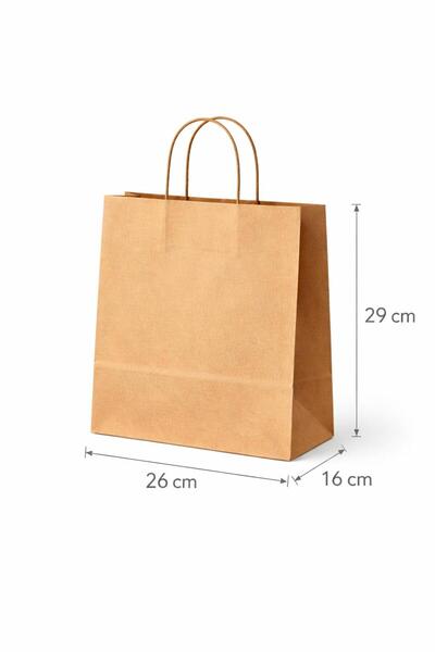 NB ENDÜSTRİYEL Kraft Burgu Saplı Çanta 26 cm X 16 cm X 29 cm 20 Adet Kağıt Po...