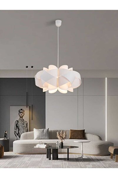 best power Modern Chandelier with Fabric Shade 9917 | Adjustable Hanging Lamp...