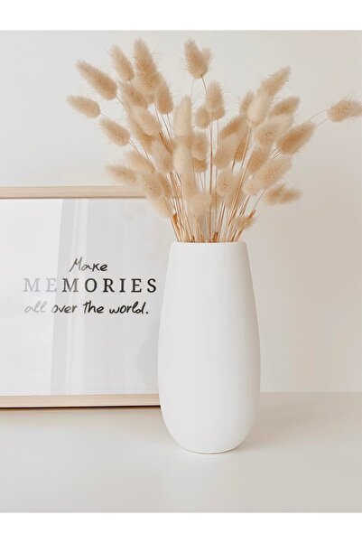 Hestia Home Kratka cilindrična keramička vaza, bela