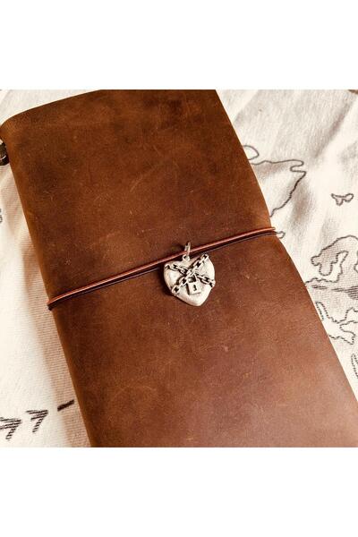 Pinkar Studio Kilitli Kalp Defter Charm – Seyahat, Eskiz ve Not Defterleri İçin