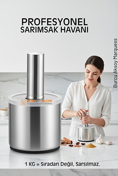 Transformacion Profesyonel Ezici Sarımsak Havanı Seti - Mutfak Tipi Baharat H...