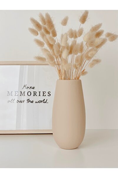 Hestia Home Kısa Silindir Seramik Vazo Bej