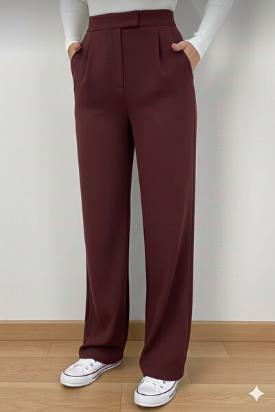 jeneric Women's Burgundy Full Stretch Fabric Velcro Closure Loose Fit High Wa...