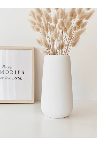 Hestia Home Κυλινδρικό Κεραμικό Βάζο Λευκό