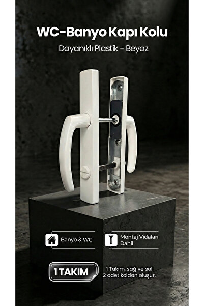 ÖZFIRAT PVC YAPI PVC Pimapen Plastik Banyo, Tuvalet, WC Kapı Kolu - Beyaz - (...