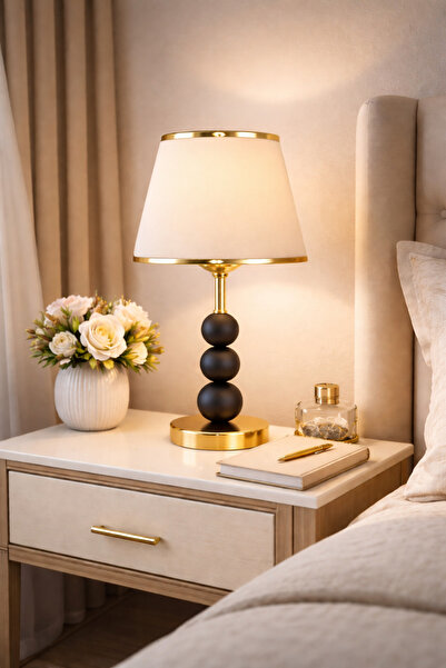 EvLight Luna Gold Detailed Cream Metal Lampshade