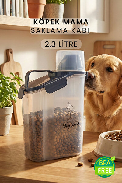 Siyempi 2300ml Köpek Maması Saklama Kabı Füme Kırılmaz Sızdırmaz Çift Contalı...