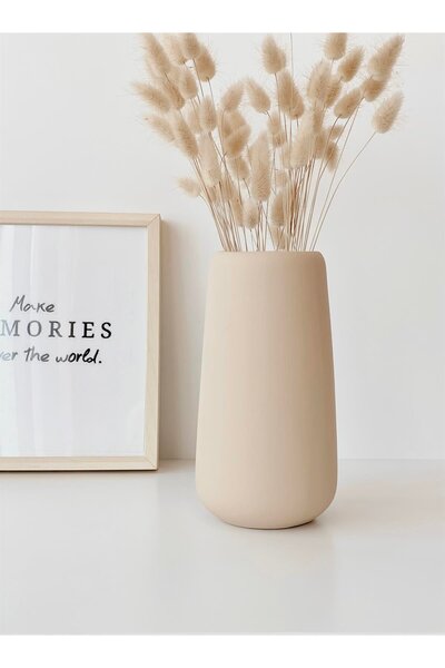 Hestia Home Silindirik Seramik Vazo Bej